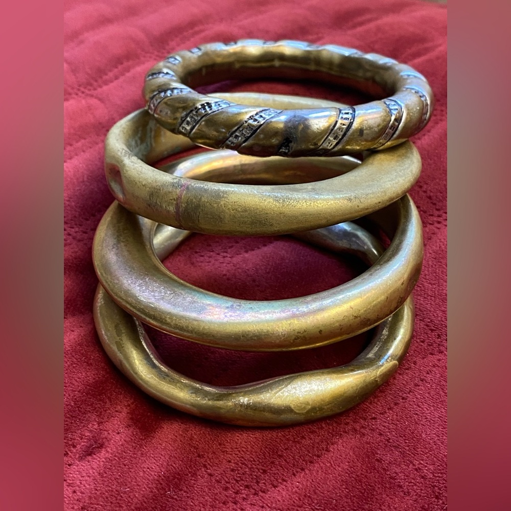 vintage modernist brass bangle bracelets
